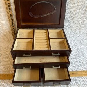Wood Jewelry Organizer Box with Cream Lined Compartments - great ‘project’ piece
